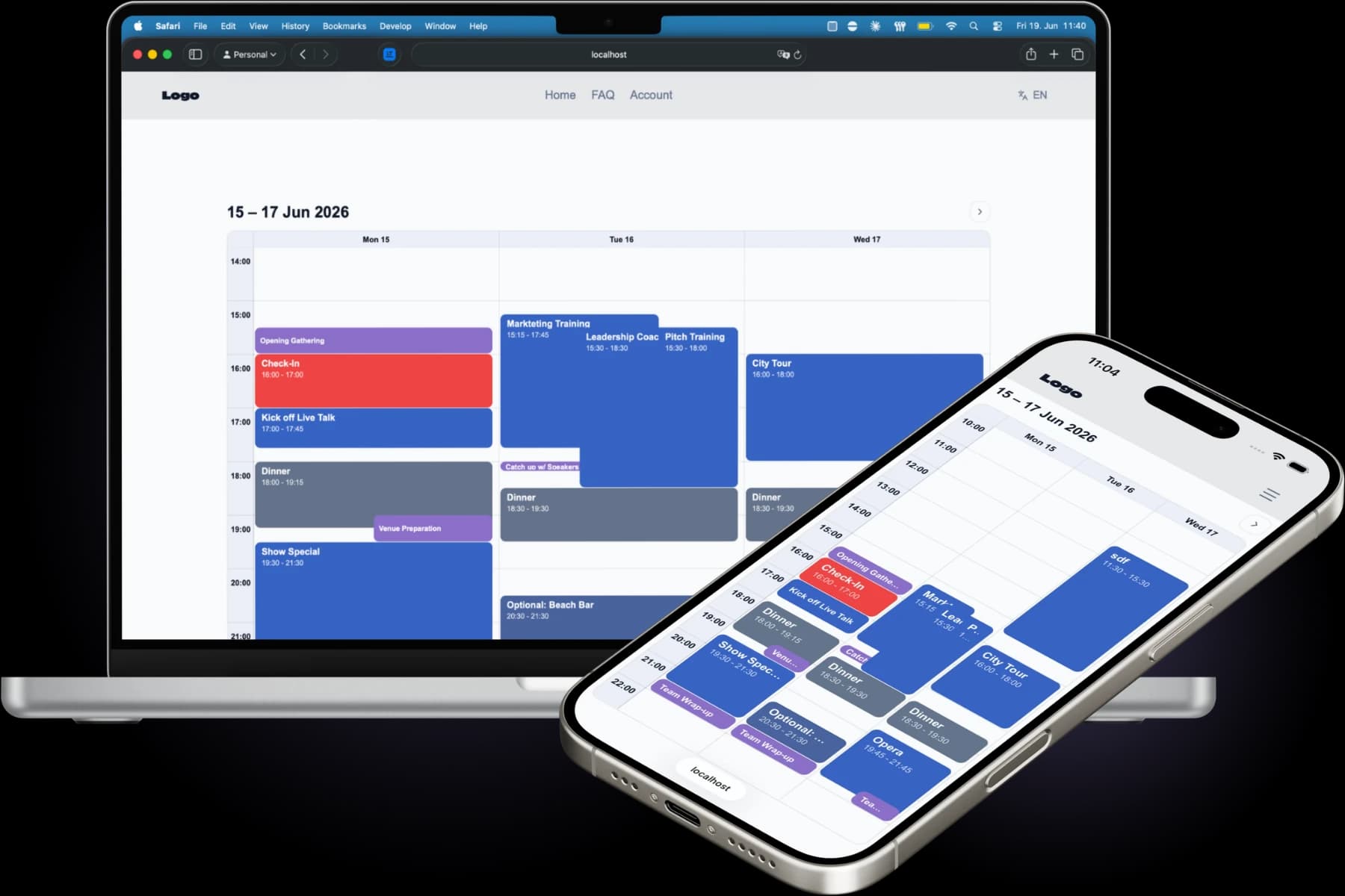Conference program with multiple sessions